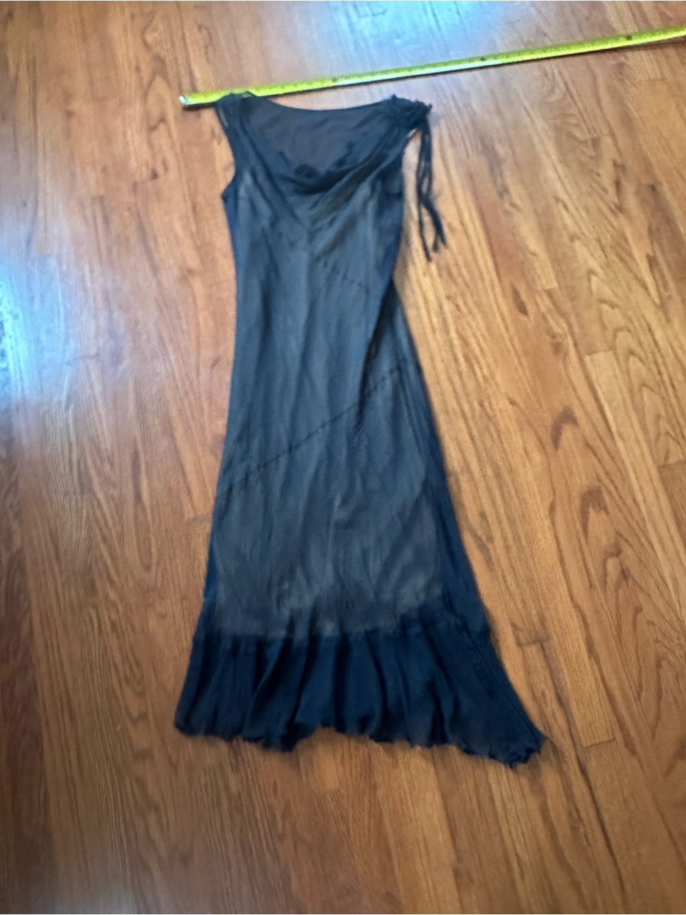 Vintage Moschino Black Maxi Slip Dress with Ruffle Hem